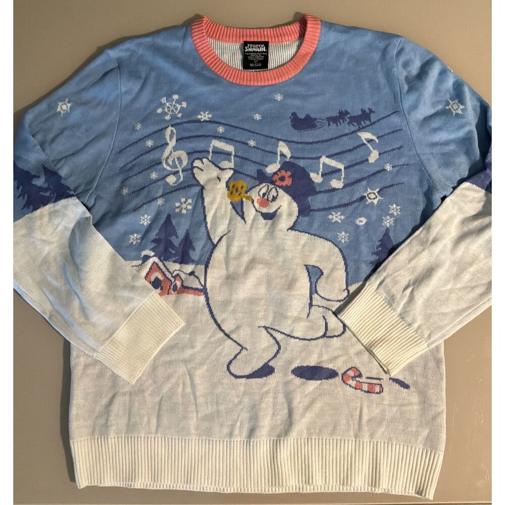 Sz XL Frosty the Snowman Holiday Christmas Sweater Pastel Festive Soft Comfy